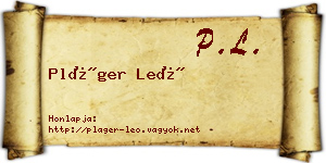 Pláger Leó névjegykártya